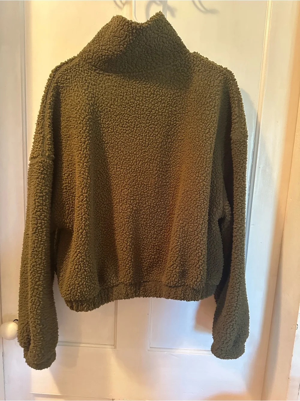 Old Navy Olive Green Sherpa Zip Jacket - Picture 2 of 3